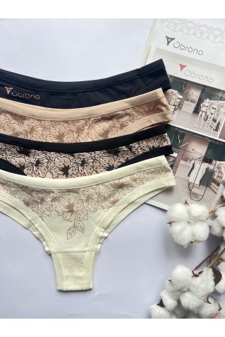 Комплект жіночих бавовняних трусиків бразиліана 4шт Obrana (Anabel Arto) 200-20 